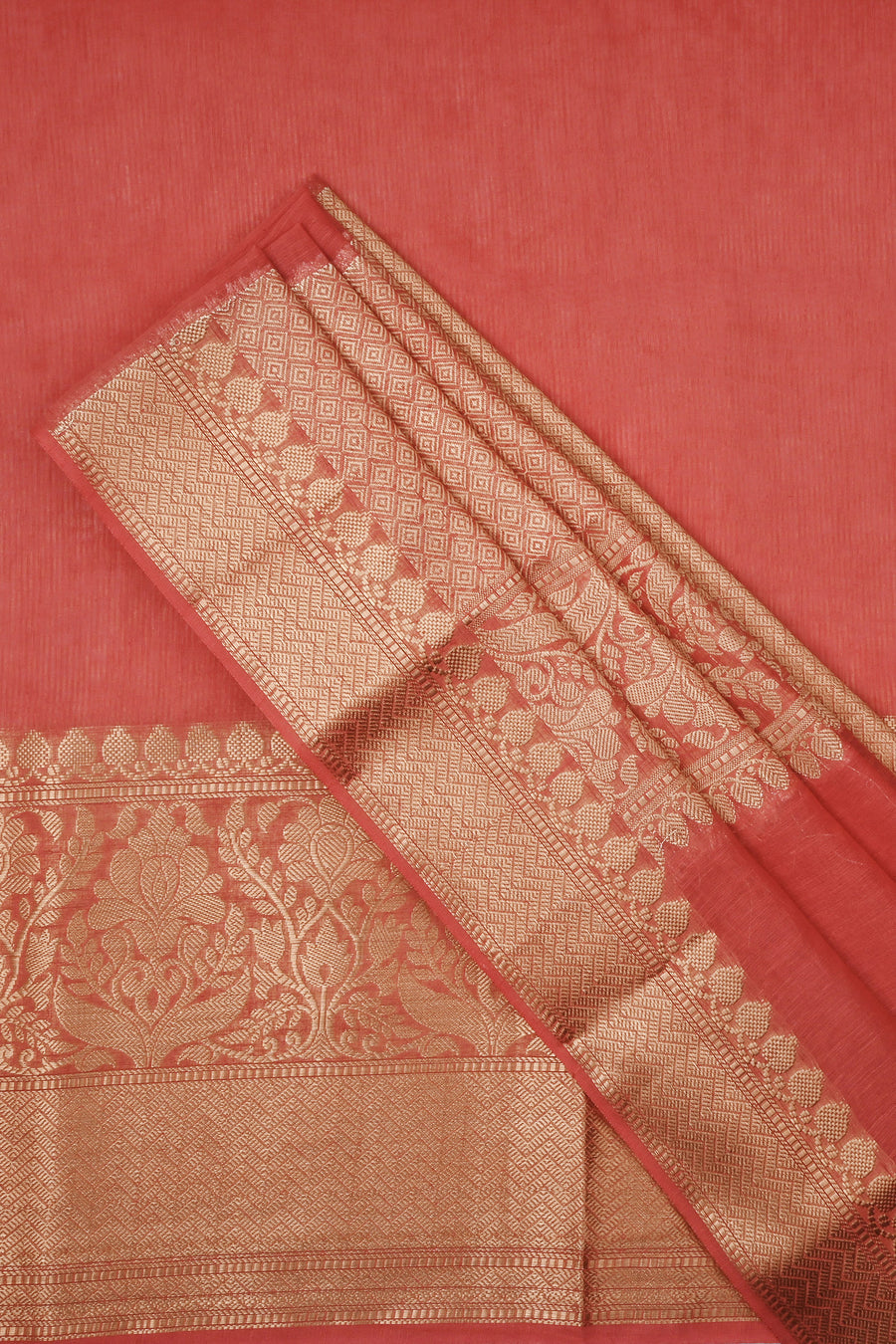 Vasu Tomato Red Banarasi Silk Linen Saree